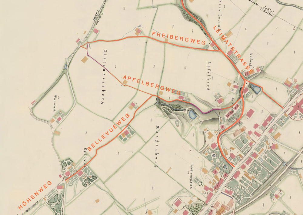 Apfelberg Stadtplanüberlagerung 1863