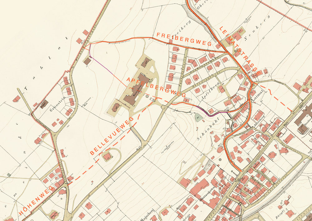 Apfelberg Stadtplanüberlagerung 1903