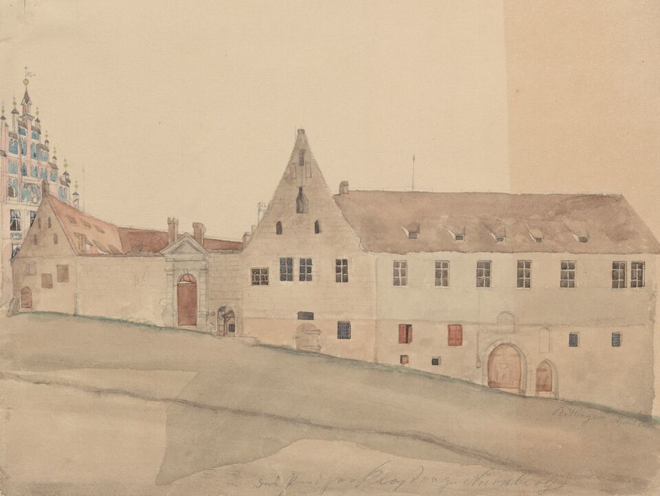 Burgstrasse Predigerkloster u. Nr. 8 Böttinger 1840 Stadtarchiv