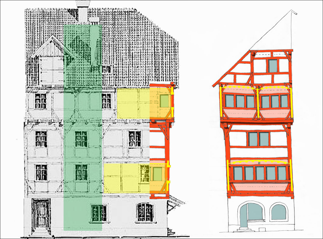 Turmgasse 6 Rekonstruktions 1 Westfassade Nordfassade Bohlenstuben Treppenhaus